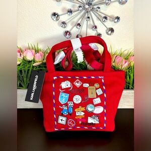 Karl Lagerfeld NWT Red Tote crossbody with Graphic Accents